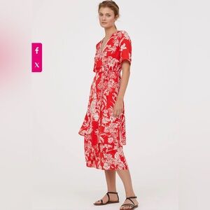 H&M red floral wrap dress. Size 2
